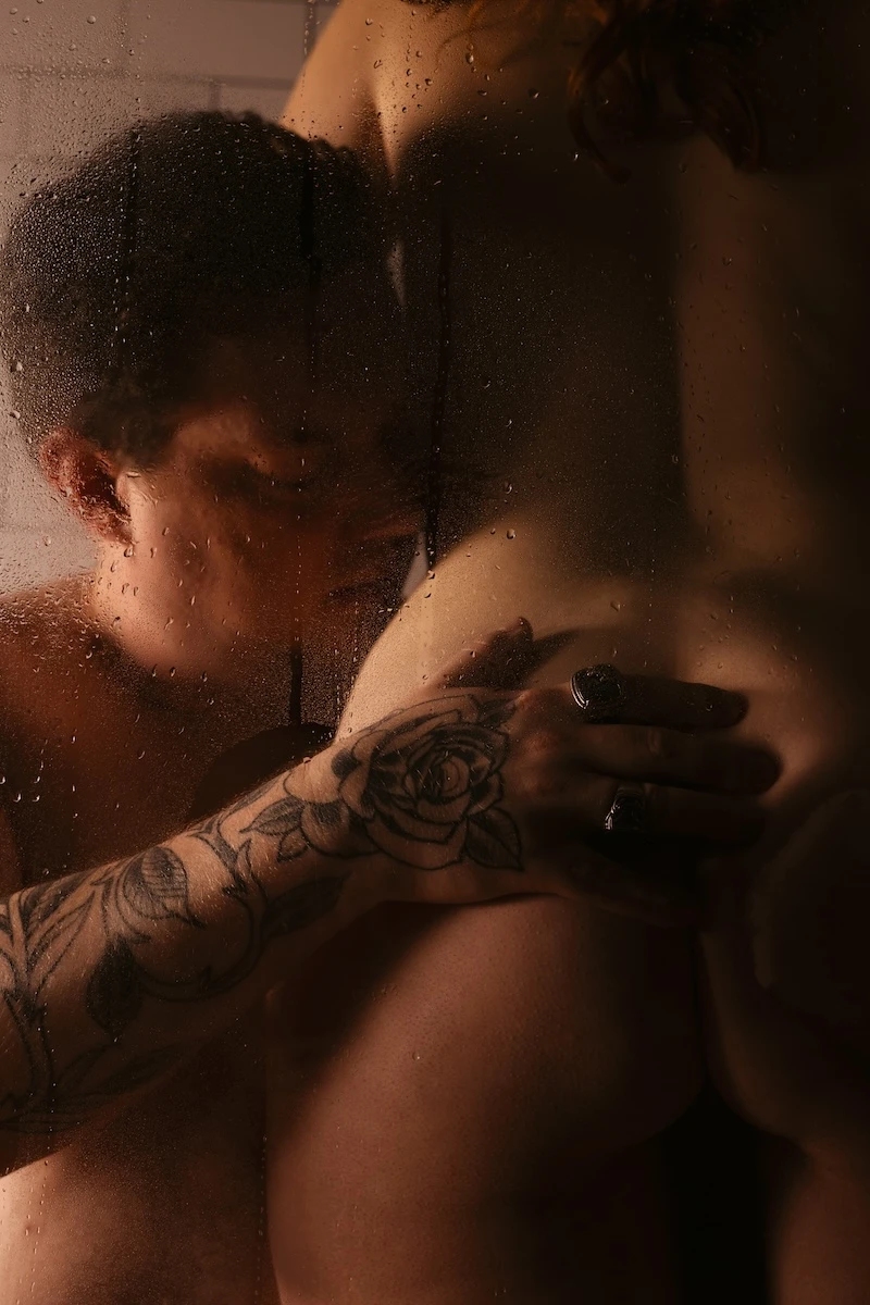 shower boudoir photography in portland oregon with boudoir photographer couples boudoir